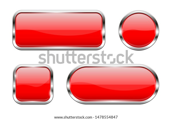 Red Glass Buttons Set 3d Shiny Stock Vector Royalty Free 1478554847