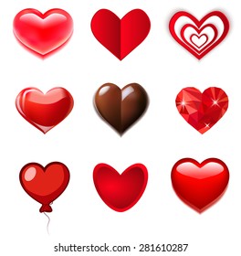 red, glass, chocolate hearts