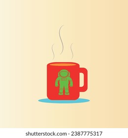 The red glass in front of the background and the green astronaut pattern in front of it