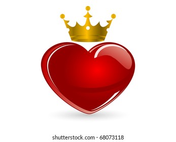 Red glass heart with crown