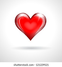 Red glass heart. Vector
