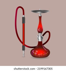 Red glass hookah. smoking. East style.