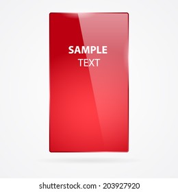 Red glass rectangle frame isolated on white.