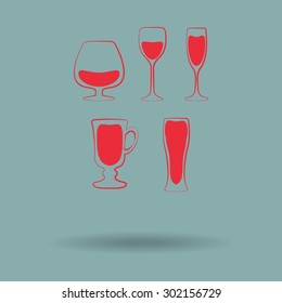 Red Glass set or collection