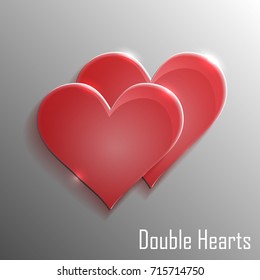 Red Glass vector double hearts