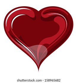red glass vector heart on a white background