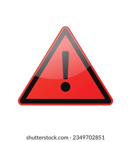 Red glass warning sign. Warning sign, Triangular Harmful Symbol, Warning sign, Vector illustration, EPS10.