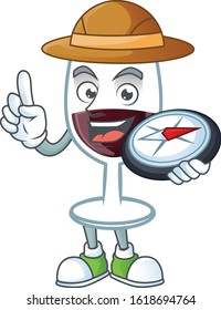 Red glass of wine stylized Explorer having a compass