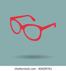 Red glasses vector set. Retro, wayfarer, aviator frames