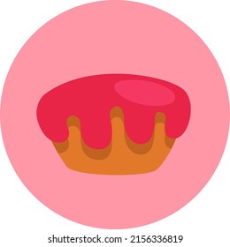 Red glazed cake, illustration, vector on a white background.