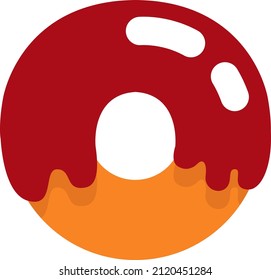 Red glazed donut, illustration, vector on a white background.