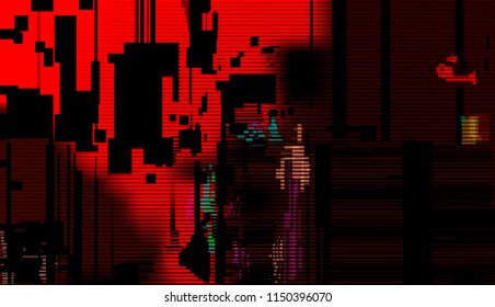 Red Glitch Abstract Background. Technical problem grunge wallpaper