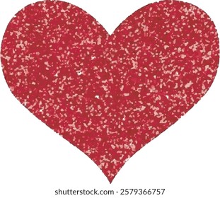 Red glitter heart. Valentine's day design. Vector illustration on white background. 