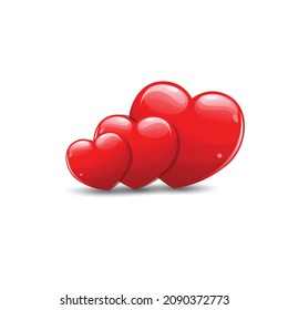 Red glitter hearts vector illustration