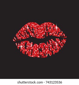 Red glitter kisses vector illustration