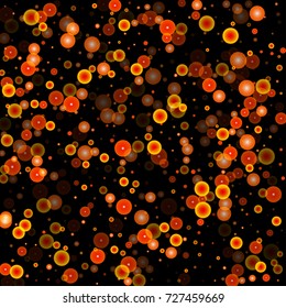 Red glitter on a black background. Autumn confetti. Vector texture. Sky lanterns background. Abstract element of design for new year, christmas, halloween, birthday, wedding cards, banners, poster.