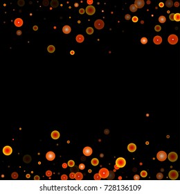 Red glitter on a black background. Autumn confetti. Vector texture. Sky lanterns background. Abstract element of design for new year, christmas, halloween, birthday, wedding cards, banners, poster.