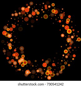 Red glitter on a black background. Autumn confetti. Vector texture. Sky lanterns background. Abstract element of design for new year, christmas, halloween, birthday, wedding cards, banners, poster.