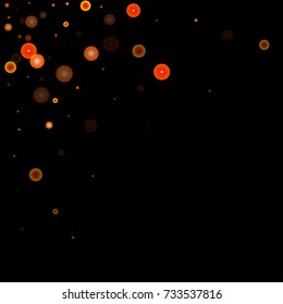 Red glitter on a black background. Autumn confetti. Vector texture. Sky lanterns background. Abstract element of design for new year, christmas, halloween, birthday, wedding cards, banners, poster.