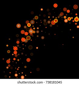 Red glitter on a black background. Autumn confetti. Vector texture. Sky lanterns background. Abstract element of design for new year, christmas, halloween, birthday, wedding cards, banners, poster.