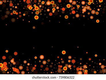 Red glitter on a black background. Autumn confetti. Vector texture. Sky lanterns background. Abstract element of design for new year, christmas, halloween, birthday, wedding cards, banners, poster.