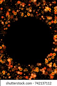 Red glitter on a black background. Autumn confetti. Vector texture. Sky lanterns background. Abstract element of design for new year, christmas, halloween, birthday, wedding cards, banners, poster.