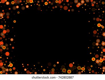 Red glitter on a black background. Autumn confetti. Vector texture. Sky lanterns background. Abstract element of design for new year, christmas, halloween, birthday, wedding cards, banners, poster.