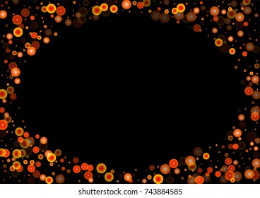 Red glitter on a black background. Autumn confetti. Vector texture. Sky lanterns background. Abstract element of design for new year, christmas, halloween, birthday, wedding cards, banners, poster.