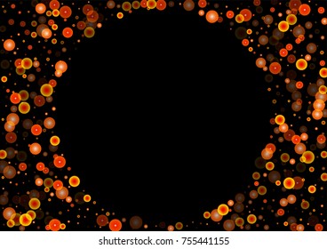Red glitter on a black background. Autumn confetti. Vector texture. Sky lanterns background. Abstract element of design for new year, christmas, halloween, birthday, wedding cards, banners, poster.