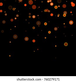 Red glitter on a black background. Autumn confetti. Vector texture. Sky lanterns background. Abstract element of design for new year, christmas, halloween, birthday, wedding cards, banners, poster.