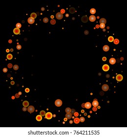 Red glitter on a black background. Autumn confetti. Vector texture. Sky lanterns background. Abstract element of design for new year, christmas, halloween, birthday, wedding cards, banners, poster.