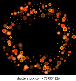Red glitter on a black background. Autumn confetti. Vector texture. Sky lanterns background. Abstract element of design for new year, christmas, halloween, birthday, wedding cards, banners, poster.