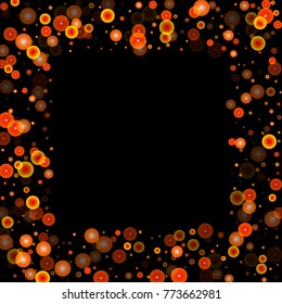 Red glitter on a black background. Autumn confetti. Vector texture. Sky lanterns background. Abstract element of design for new year, christmas, halloween, birthday, wedding cards, banners, poster.