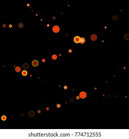 Red glitter on a black background. Autumn confetti. Vector texture. Sky lanterns background. Abstract element of design for new year, christmas, halloween, birthday, wedding cards, banners, poster.