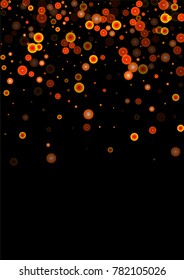 Red glitter on a black background. Autumn confetti. Vector texture. Sky lanterns background. Abstract element of design for new year, christmas, halloween, birthday, wedding cards, banners, poster.