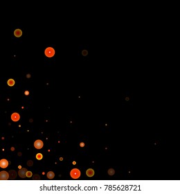 Red glitter on a black background. Autumn confetti. Vector texture. Sky lanterns background. Abstract element of design for new year, christmas, halloween, birthday, wedding cards, banners, poster.