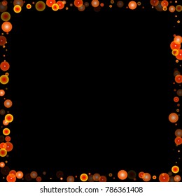 Red glitter on a black background. Autumn confetti. Vector texture. Sky lanterns background. Abstract element of design for new year, christmas, halloween, birthday, wedding cards, banners, poster.