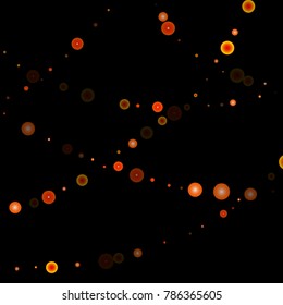 Red glitter on a black background. Autumn confetti. Vector texture. Sky lanterns background. Abstract element of design for new year, christmas, halloween, birthday, wedding cards, banners, poster.