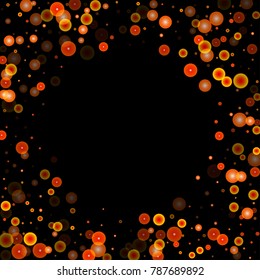 Red glitter on a black background. Autumn confetti. Vector texture. Sky lanterns background. Abstract element of design for new year, christmas, halloween, birthday, wedding cards, banners, poster.