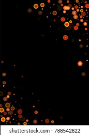 Red glitter on a black background. Autumn confetti. Vector texture. Sky lanterns background. Abstract element of design for new year, christmas, halloween, birthday, wedding cards, banners, poster.