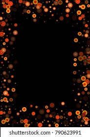 Red glitter on a black background. Autumn confetti. Vector texture. Sky lanterns background. Abstract element of design for new year, christmas, halloween, birthday, wedding cards, banners, poster.