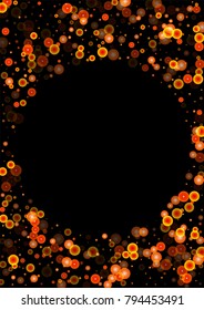 Red glitter on a black background. Autumn confetti. Vector texture. Sky lanterns background. Abstract element of design for new year, christmas, halloween, birthday, wedding cards, banners, poster.