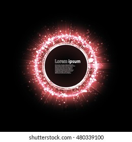 Red glitter particles background effect Star dust sparks in explosion on black background. Vector Illustration