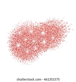 Red glitter splash on white background. Vector illustration.