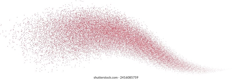 Red glitter splash, shiny stardust explosion, shimmering splash effect, festive particles. Vector illustration.