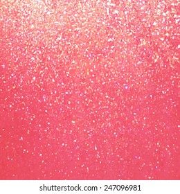 Red glitter texture metal background. Traced vector abstract romantic illustration, eps10. Design card with sparkles for valentine's day, party, wallpaper, print, scrapbook, textile. Metallic banner. 