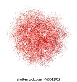 Red glitter texture splash on white background. Vector illustration.