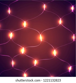 Red glitter vintage lights background. 