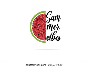 red glitter watermelon glitter Vector illustration design. For fashion graphics, t shirt prints, posters etc.