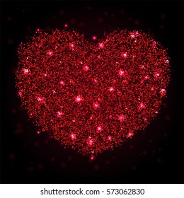 Red glittering heart